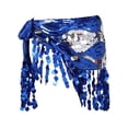 thumbnail image 2 of Pañuelo de cadera para danza del vientre, disfraz con lentejuelas y falda con borlas para fiesta en club, mujeres y niñas Azul oscuro, 2 of 8