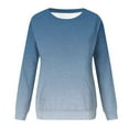 thumbnail image 5 of ShomPort Women Crewneck Gradient Color Sweatshirt Casual Fall Long Sleeve Shirt with Pocket, 5 of 6
