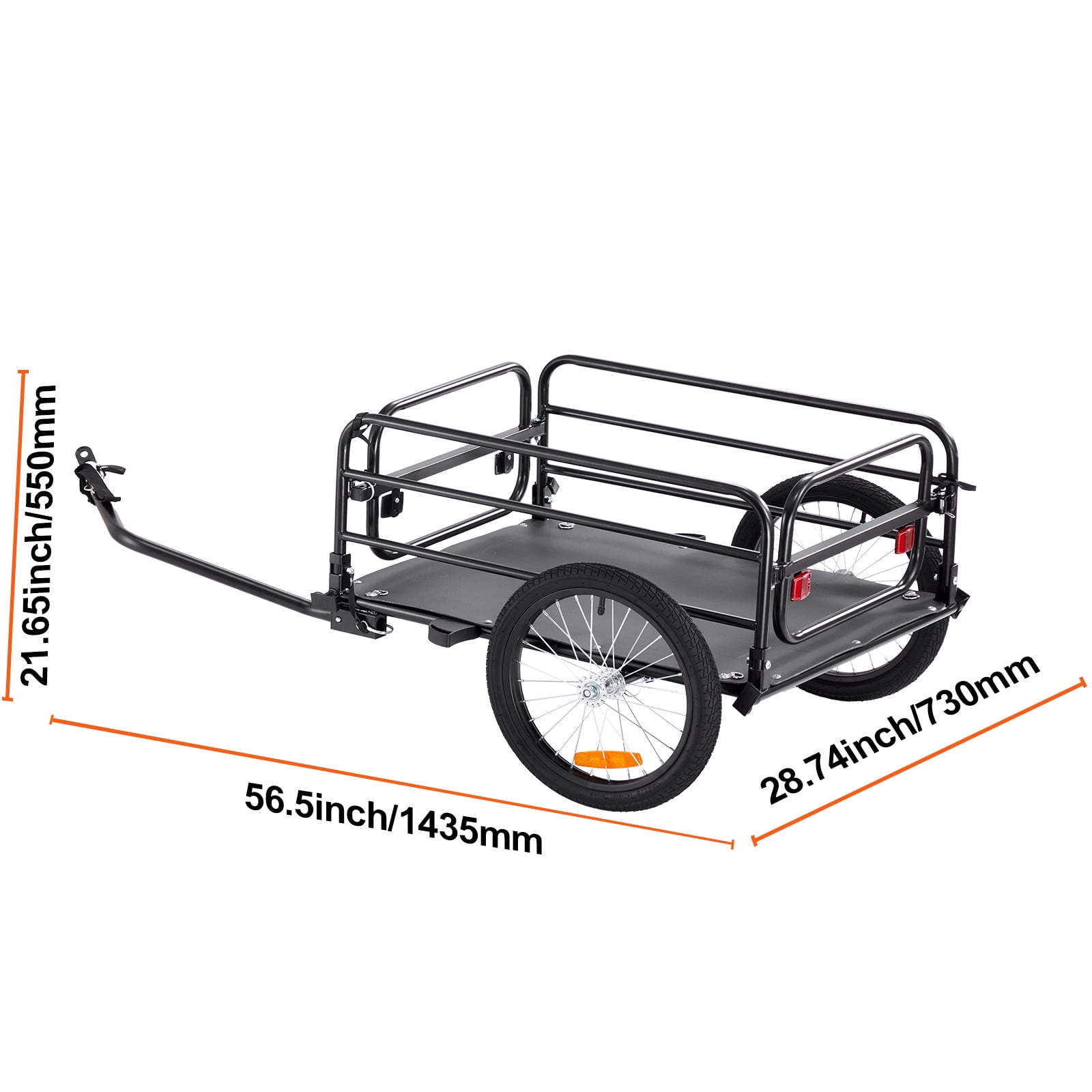 VEVOR Bike Cargo Trailer, 160 lbs Load Capacity, Heavy-Duty Bicycle Wagon Cart, Foldable Compact Storage & Quick Release with Universal Hitch, 16" Wheels, Safe Reflectors, Fits 22"-28" Bike Wheels