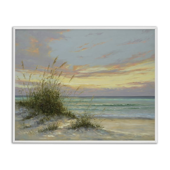 Stupell Industries Traditional Beach Grass Vivid Sunset White Framed Giclee Art, 20 x 16, by Martin Figlinski