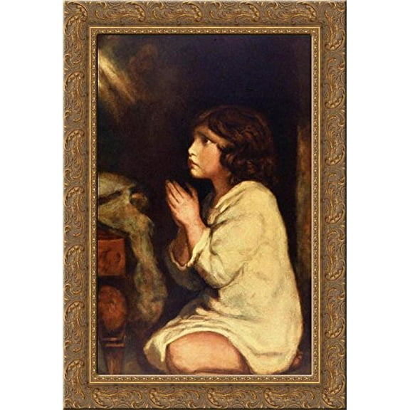 The Infant Samuel at Prayer 20x24 Gold Ornate Wood Framed Canvas Art by Reynolds, Joshua
