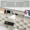 thumbnail image 4 of Rugerasy KING Size Bed Frame with Charging Station and Wingback Storage Headboard, Button Tufted Upholstered Platform Bed with Adjustable Headboard, No Box Spring Needed, Noise-Free, Grey, 4 of 8