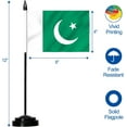 thumbnail image 4 of Anley Pakistan Deluxe Desk Flag Set - 6 x 4 Inch Miniature Pakistani PK PAK Desktop Flag, 4 of 5