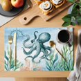 thumbnail image 2 of Octopus Coastal Placemats Set of 4, Summer Beach Nautical Starfish Compass Placemats for Dining Table, Place Mats for Kitchen Tabletop, Waterproof Wipeable Dining Table Mats Set, 2 of 9