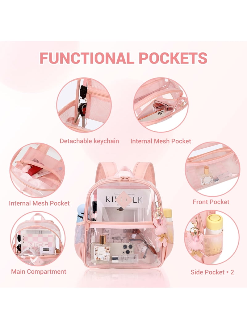 3263 Clear Backpack for Stadium Events Small Clear Bag with Front Pocket Soda Candy Clear Backpack for Stadium Events Approved 12×6  main image 4