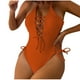 thumbnail image 2 of Trajes de baño de una pieza para mujer, traje de baño de bikini con tirantes y espalda descubierta de color liso para mujer, 2 of 3