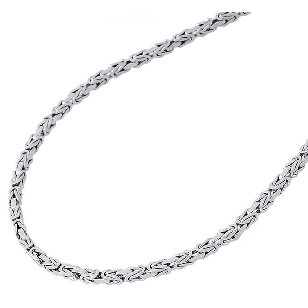 Jewelry For Less 14K White Gold 2MM Solid Byzantine Italian Link