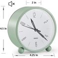 thumbnail image 2 of Reloj despertador analógico, reloj pequeño súper silencioso sin tictac de 4 pulgadas con luz nocturna, funciona con pilas, diseño simple, para dormitorio, mesita de noche, escritorio, verde - kaili Sencillez, 2 of 3