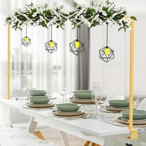 Hyindoor Over The Table Rod Stand with Clamps 31"-110" Length 31"-64" Height Adjustable, Table Metal Arch Hanging Stand, for Wedding Party Birthday Anniversary Decoration (Gold)