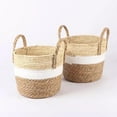 thumbnail image 3 of Versatile Woven Rattan Flower Basket Planter for Indoor/Outdoor Use, Floor Standing Storage Organizer with Handle, Decorative Sea Grass Basket for Home, Balcony, and Garden Decor, 3 of 8