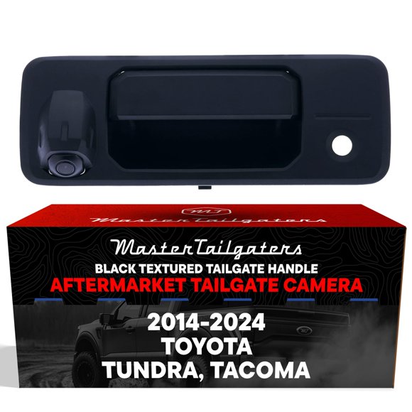 Master Tailgaters Black Tailgate Handle with Backup Camera Replacement for Toyota Tundra (2014-2024), Tacoma (2016-2024) | IP68 Waterproof | Parking Grid Lines Available | Easy to Install