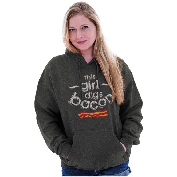 This Girl Digs Bacon Funny Meat Lover Hoodie Sweatshirt Women Brisco Brands 2X