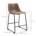 thumbnail image 3 of HOMCOM Bar Stools Set of 2, Counter Height Barstools with Back, 3 of 10