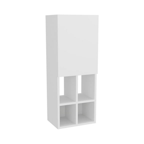 FM FURNITURE Two Wall-Mounted Bathroom Cabinet with Open an Closed Storage White