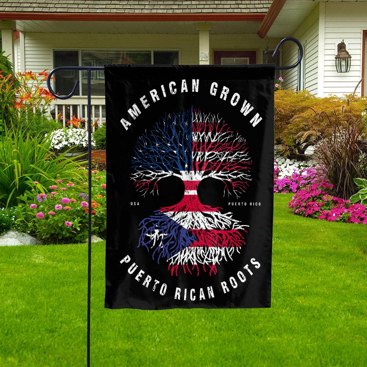 American Grown Puerto Rican Roots Puerto Rico Flag Souvenir friendship Proud House Flag, Double-Sided Decorative Outdoor Flag, Patriotic Polyester Yard Flag 29.5 x 39.5 in