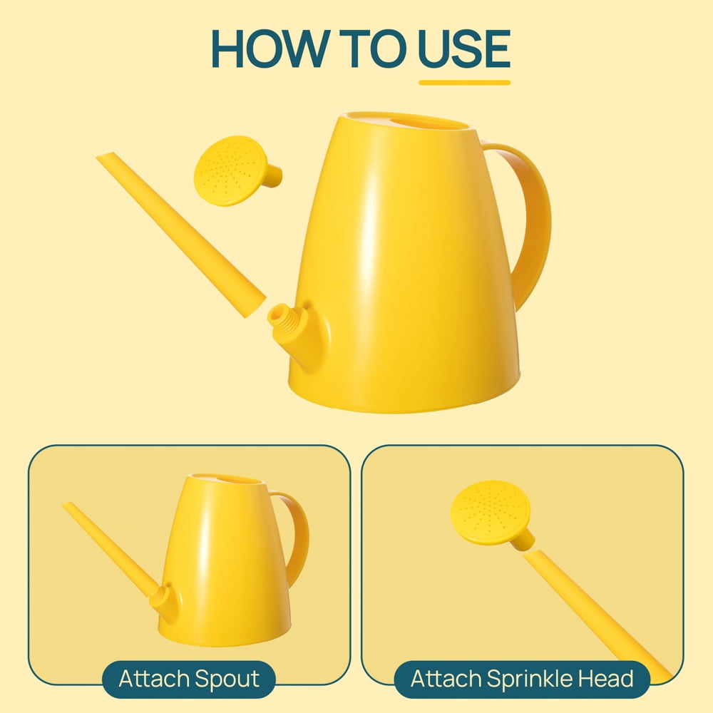 Plastic 1.8-liter Watering Can with Detachable Spout and Sprinkler Head for Easy Handling, Yellow