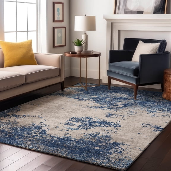 Addison Rugs Mayfield Premium Machine Washable Transitional Modern Navy Rectangle Rug, 8' x 10'