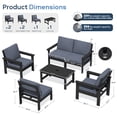 thumbnail image 4 of SERWALL 6-Piece Outdoor Patio Conversation Set, HDPE Modular Sofa Set for Porch, Deck & Backyard, All-Weather Patio Furniture, Black Frame with Gray Cushions, 4 of 7