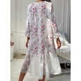 thumbnail image 2 of Women'S Floral Print Lace Trimmed Neckline Ribbon Tie Sleep Dress, 2 of 5
