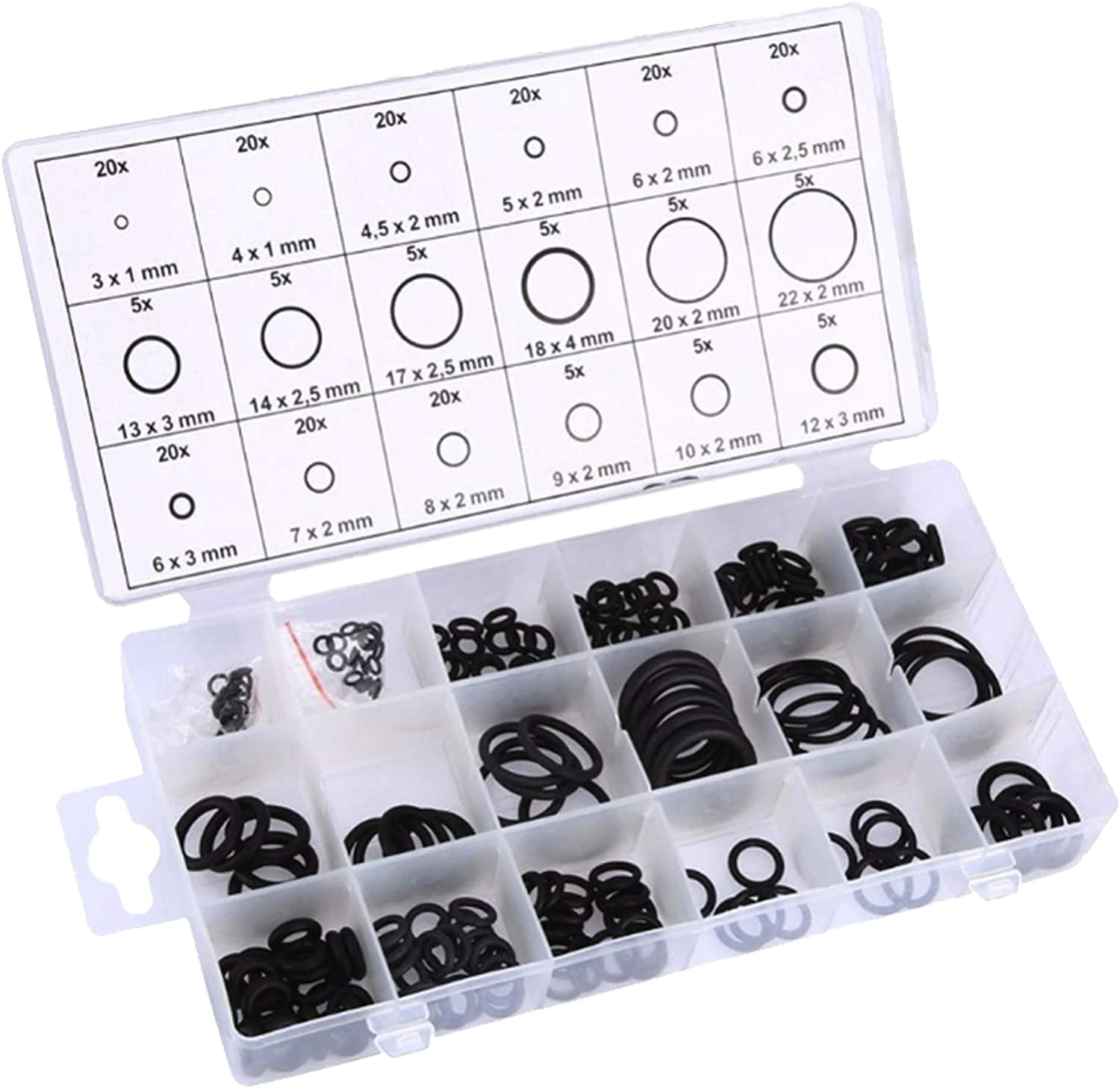 Silicone Rubber O-Ring Assortment Kit 225 Pieces Seal Gasket Set 