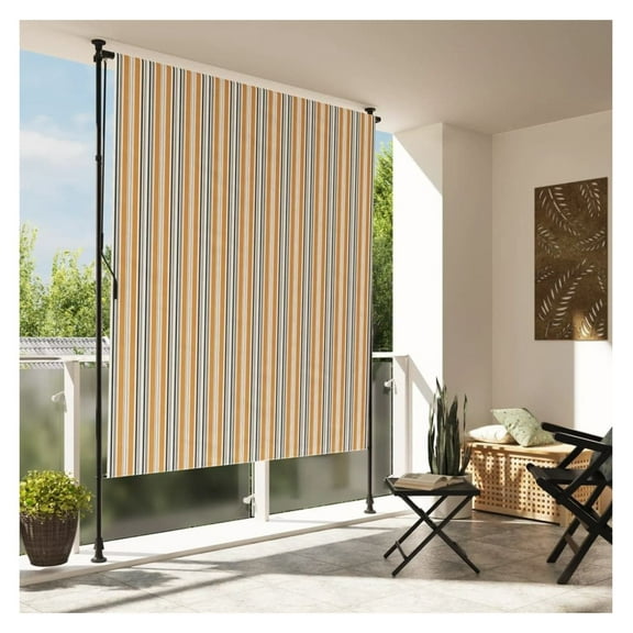 Outdoor Blind Yellow and White 59.1"x106.3" Fabric&Steel