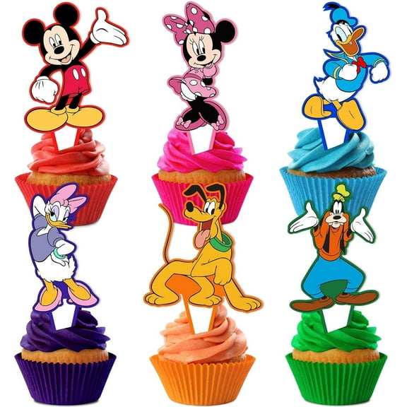 Mickey Birthday Party Supplies, 24PCS Cupcake Toppers Decorations for Mickey Party Supplies Decor