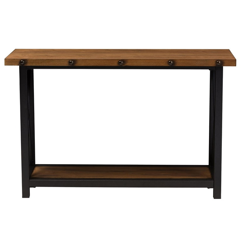 Baxton Studio Herzen Rustic Industrial Style Antique Black Textured Finished Metal Distressed Wood Occasional Console Table Baxton Studio Herzen Rustic Industrial Style Antique Black Textured Finished Metal Distressed Wood Occasional Console Table