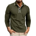 thumbnail image 2 of Fnnxeal Mens Polo Shirts Long Sleeve with Pocket Button Casual Cotton Fall Winter Green Lightweight Polos Shirts for Men Size S, 2 of 7