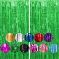 thumbnail image 1 of Justharion Fringe Curtain For Birthday Party Photo Backdrop Tinsel Curtain Backdrop Green 6.5ft 2Set, 1 of 6