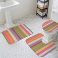 thumbnail image 2 of Vintage Color Stripes Bathroom Rugs Set Orange Yellow Gray Striped Retro Lines Non Slip Absorbent Soft Bath Mats 3 Piece Set with Bathroom Rug, U-Shaped Floor Mat, Toilet Seat Cover Large Size, 2 of 9