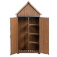 thumbnail image 2 of Tcbosik 67"H Outdoor Storage Shed with Floor, Tool Cabinet with Shelves and Lockable Doors for Outside, Garden, Patio, Lawn, Backyard, Brown, 2 of 10