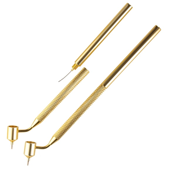 Custom Shop 2 Fine Line Fluid Writer Paint Applicator Pens with 0.5mm and 0.7mm Stem Tips - Ink Wells, Drawing, Lettering - Precision Automotive Paint Touch Up, Rock Chip Scratch Repair, Cleaning Tool