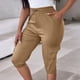 thumbnail image 4 of Puntoco Pantalones cortos de salón para mujer, de moda, con cordón, informales, con cintura elástica lisa y bolsillos, pantalones cortos a la mitad, 4 of 5