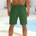 thumbnail image 5 of lcziwo Mens Swim Shorts Cotton Linen Knee Length Elastic Waist Hiking Shorts with Pockets Beach Travel Golf Drawstring Chino Short Army Green M, 5 of 8