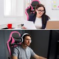 thumbnail image 4 of Gymax Gaming Desk&Massage Gaming Chair Set w/ Footrest Monitor Shelf Power Strip Pink, 4 of 10