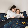 thumbnail image 4 of Manfei Twinkling Butterfly Printed Twin Comforter Sets,Cosmic Swirl Print Bedding Set,Blue Gold,Black Reversible,2-Piece,1 Comforter and 1 Pillowcase, 4 of 7