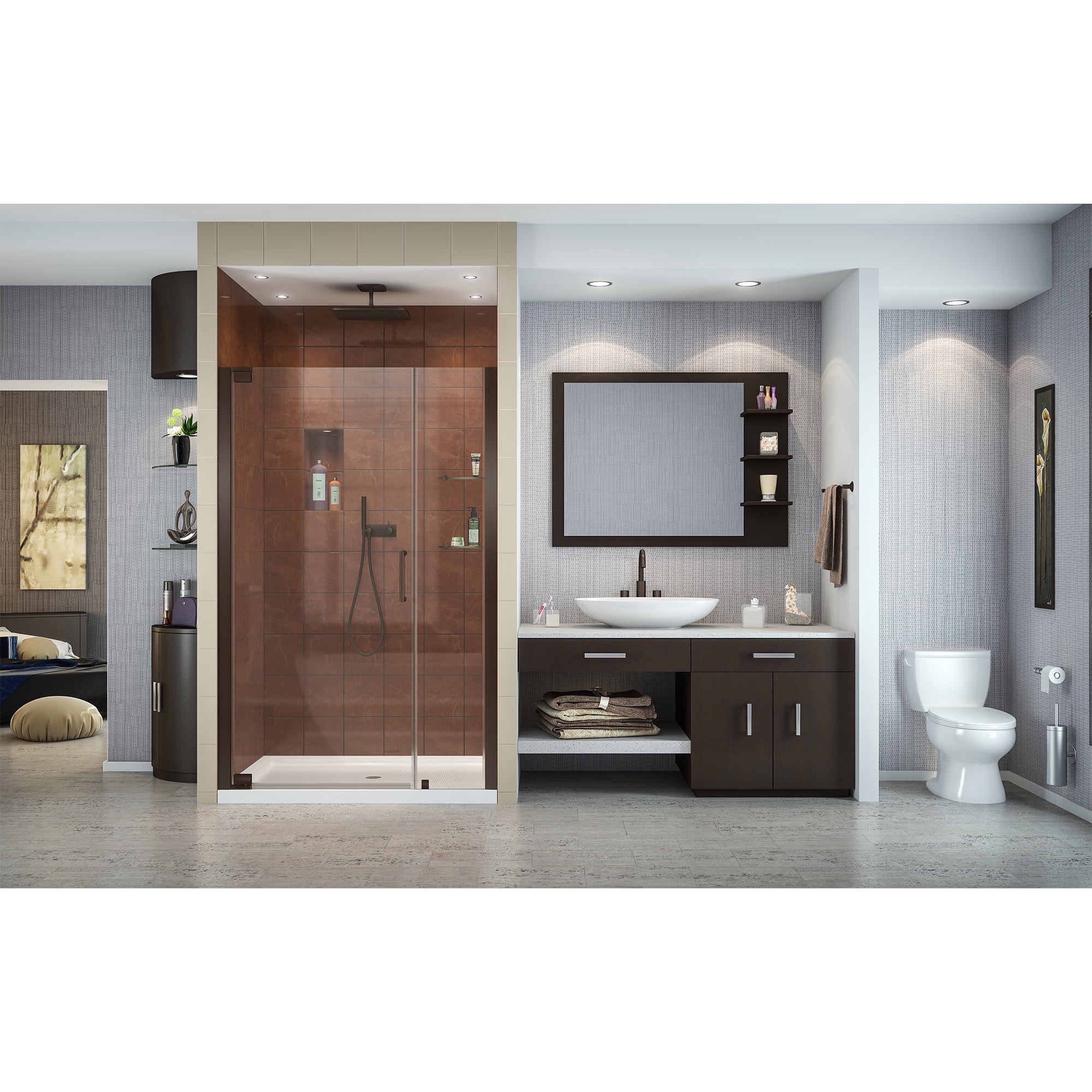 DreamLine Elegance 46-48 in. W x 72 in. H Frameless Pivot Shower Door in Oil Rubbed Bronze