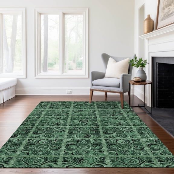 Addison Rugs Chantille Indoor/Outdoor Transitional Medallions Green Washable Rectangle Rug, 10' x 14'