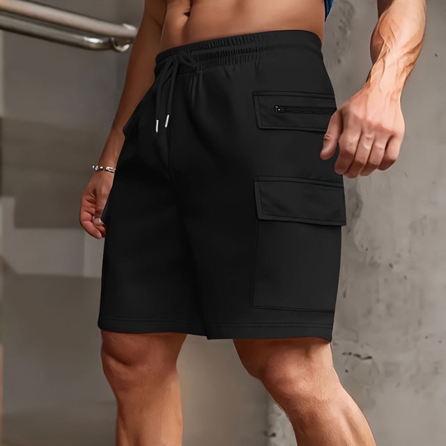 pstuiky Abreviatura para hombres, Pantalones cortos casuales de color sólido con cintura elástica y cordón transpirable para hombre Pantalones cortos de baloncesto