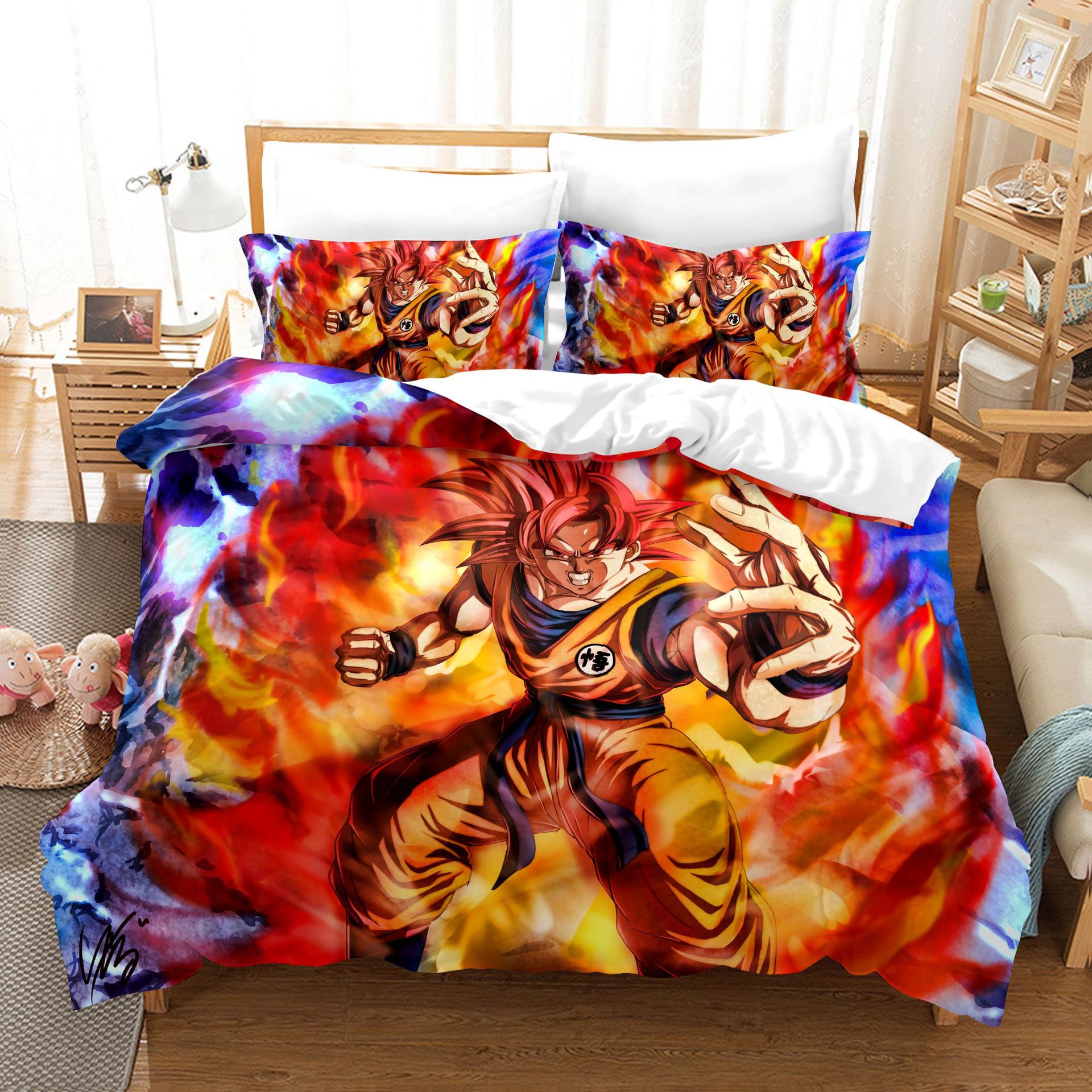 Cartoon beding set Anime Bed Sheets, Dragon Ball 3Piece Bedding Set