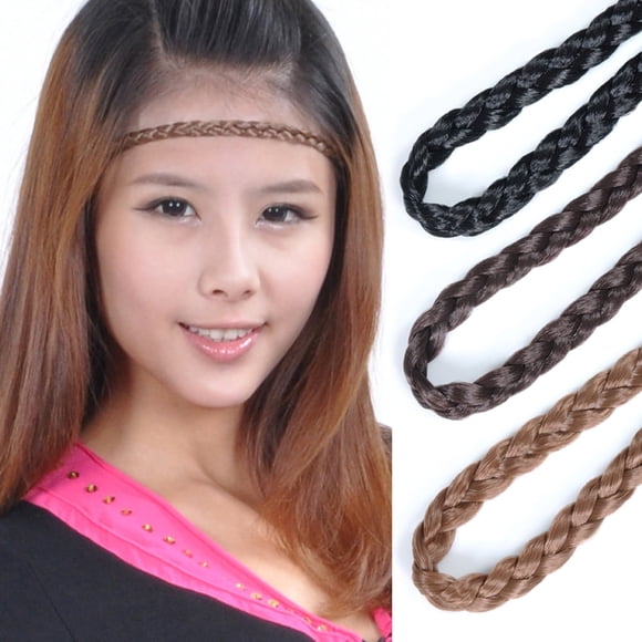 3 Pcs Braided Elastic Braided Headbands for Women No Slip Stretchy Headbands for Women Strand Headband Plaited Hair Band Hippie Hair Accessory Valentine Day gift for Women