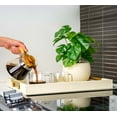thumbnail image 3 of Home Redefined 17.5”x12” Rectangle Glossy Shagreen Faux Leather Decorative Serving Tray with Gold Polished Metal Handles, Cream, 3 of 7