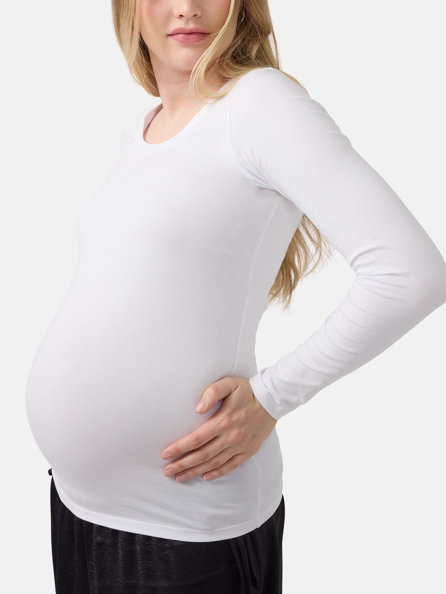 Ingrid & Isabel For Every Belly Women's Maternity Scoop Tee with Long Sleeves, Sizes S-XXL