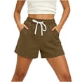thumbnail image 5 of Byworldtasic Women's Elastic Waist Knee Length Bermuda Shorts with Drawstring Comfort-Fit Casual Shorts, 5 of 6