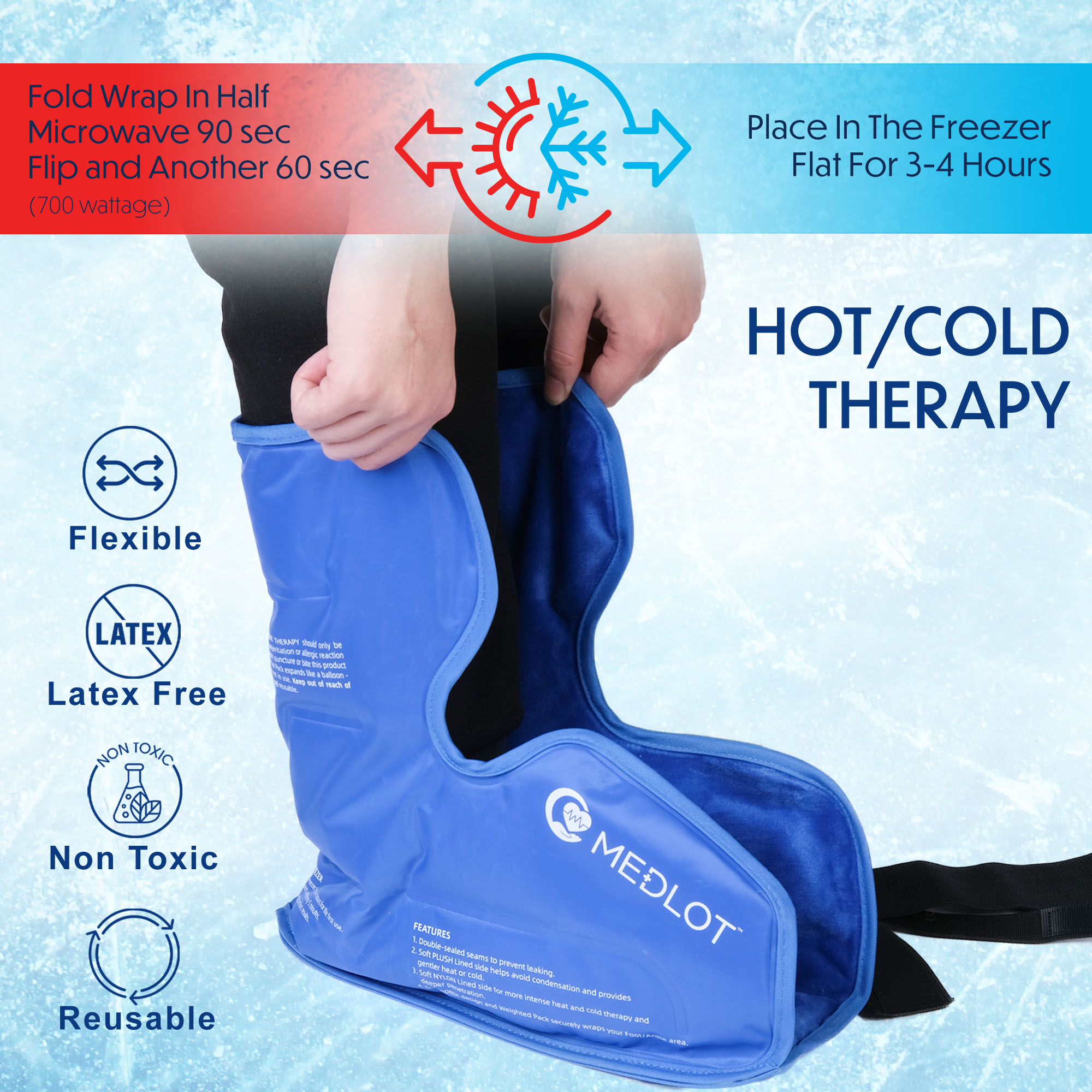 LotFancy Foot Ankle Ice Pack Wrap, Hot Cold Therapy , Large Reusable Gel Ice Pack