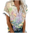 thumbnail image 2 of Dwaogom Women's Regular Casual Printed Short Sleeved BlousesTop Gingham Blouse Womens Graphic T Shirts, 2 of 5
