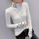 thumbnail image 1 of Camiseta de manga larga con estampado de letras para mujer, camiseta elástica Harajuku ajustada con cuello alto, Camiseta de algodón para mujer, 1 of 5