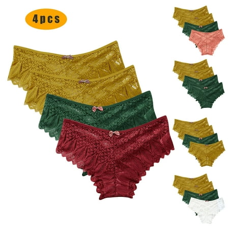 Kmdttou Women s Plus Size Underwear Sexy Lace High Cut Panties Comfort Bikini Panty Stretch Underpants Breathable Ladies Briefs (Available in Plus Size) Wine-4XL