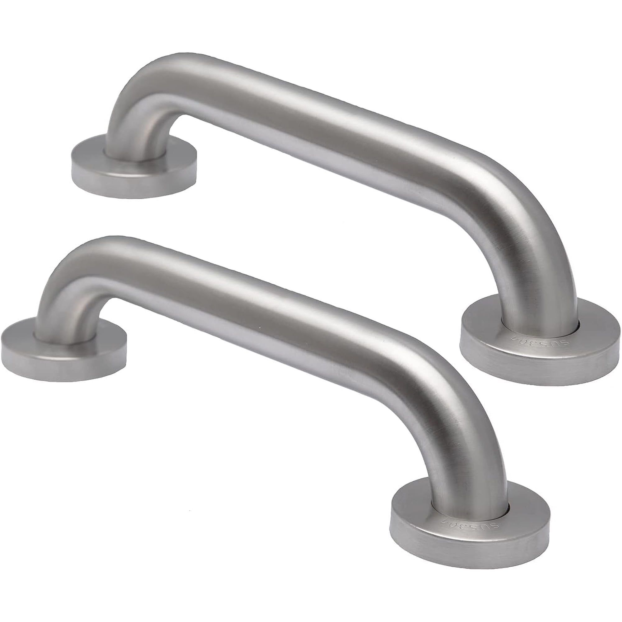 Brushed Nickel Grab Bars for Shower Safety, 12" x 1-1/4", 2-Pack