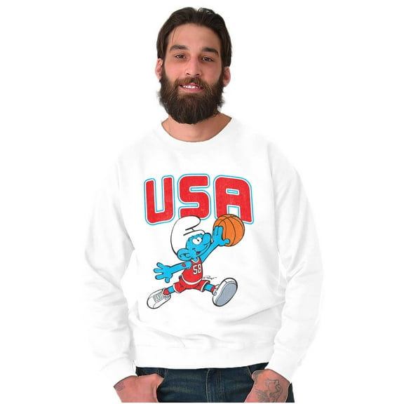 The Smurfs Basketball Player Team USA Men's Crewneck Sweatshirt Brisco Brands S